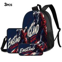 Lion Football 2D Print 3 Pieces Backpack Set, Large Capacity Backpack With Crossbody Bag And Pencil Case, Side Elastic Mesh Pocket For Water Bottle, Wide Breathable Adjustable Shoulder Straps, Passionate Fan Style Daily Commute Travel Casual Storage Bag - Printed Bag - View 10