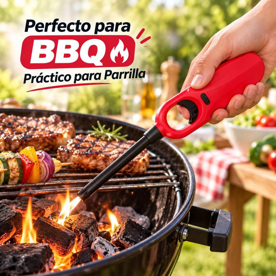 Encendedor Largo para Cocina y Velas, Encendido Fácil con Una Mano, Ideal para Estufa, BBQ, Parrilla y Carbón - Ver 1