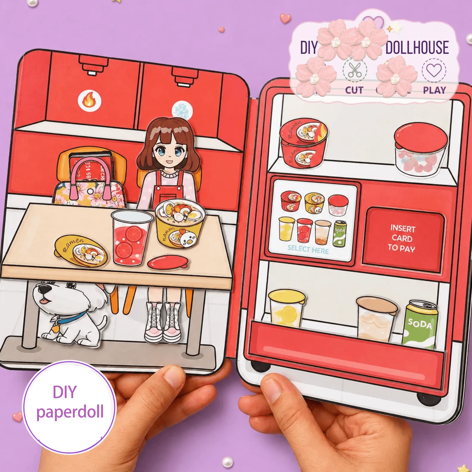 Kitchen Food Theme Children's Scrapbook Dress Up Girl Quiet Book DIY Handmade Craft Set Requires Cutting Role Play Game Kids Life Cognition Hands-On Educational Toy Holiday Gift - Multicolor - View 1