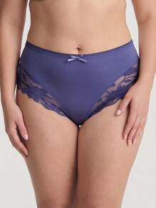 Rosiemei 4 buah Celana Dalam Renda Ukuran Besar Warna Polos untuk Wanita, Celana Dalam Segitiga Elastis Bernapas dengan Motif Renda Bunga di Bagian Belakang dan Pinggang Tengah - MultiWarna - View 3