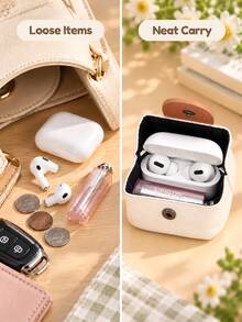 Mini Keychain Storage Bag, Cute Earphone Storage Pouch, Fruit Pattern Coin Purse, Portable Small Zipper Pendant Bag, PU Leather Mini Storage Box, Compatible With Airpods Earphones, Keys, Coins, Cute Gift Accessory For Women And Girls - View 8