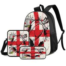 Graffiti Style Football 2D Print 3 Pieces Backpack Set Large Capacity Backpack With Crossbody Bag & Pencil Case Combination Side Elastic Mesh Pocket Water Bottle Holder Wide Breathable Adjustable Shoulder Strap Sports Fan Daily Commute Travel Leisure Storage Bag - Printed Bag - View 1