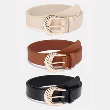1pc/3pcs Solid Color Casual PU(Polyurethane) Women's Belt Suitable For Daily Use With Vintage Carved Buckle - A - View 13