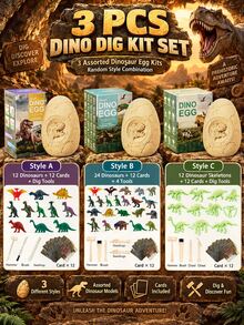 40pcs/Box Mainan Penggalian Arkeologi Anak-Anak Bentuk Telur Dinosaurus, Ukuran Besar & Sedang, Buatan Tangan DIY, Mainan Edukatif Asah Otak, Memukul & Menggali, Mainan Berburu Harta Karun - Berbagai pilihan untuk dipilih (warna dinosaurus/alat acak) - View 19