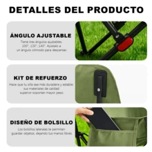 Picnic Folding Table And Chairs - Adjustable Green - View 2