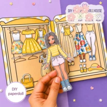 Kitchen Food Theme Children's Scrapbook Dress Up Girl Quiet Book DIY Handmade Craft Set Requires Cutting Role Play Game Kids Life Cognition Hands-On Educational Toy Holiday Gift - Multicolor - View 7