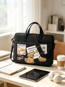 Cute Dog Print Laptop Bag,Lightweight Portable Zippered Crossbod,With Detachable Shoulder Strap,Large Capacity Office School Travel Computer Organizer - Multicolor - View 3