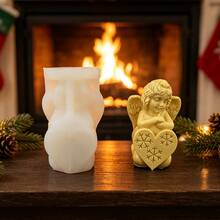1pc Christmas Male & Female Figure Silicone Mold, Aromatherapy Candle Mold, Suitable For Desktop Plaster Decor - White - View 2