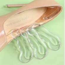 6pcs Transparent Soft Silicone Non-Slip Heel Pads, Suitable For High Heels; Thickened Half-Size Shoe Inserts, Used To Adjust Heel Fit For Shoes That Are One Size Too Large - Clear - View 3