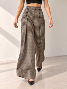 Women Pants - Black and Brown - View 2