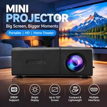 Máy chiếu LED mini cầm tay YG300 mới cho gia đình, hỗ trợ xoay 180° và chỉnh méo hình, tích hợp loa; tương thích với USB, điện thoại, máy tính, TV, hỗ trợ phản chiếu màn hình có dây, nhỏ gọn dễ mang theo - Phiên bản cao cấp màu đen - Xem 1