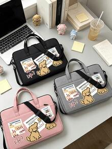 Cute Dog Print Laptop Bag, Lightweight Portable Zippered Crossbody, Laptop Storage Bag (Suitable For Office, Campus And Travel) - Multicolor - View 1