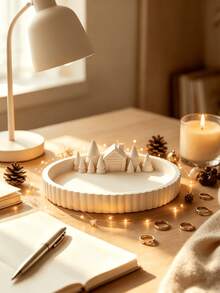 1pc Christmas Snowy Cabin Jewelry Storage Tray Tabletop Decor - Multicolor - View 5