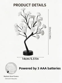 LED Rose Tree Lamp Warm White Artificial Flower Bonsai Light Adjustable Branches Romantic Decorative Table Lamp Bedroom Living Room Dining Room Office Wedding Party Indoor Home Decor - A - View 2