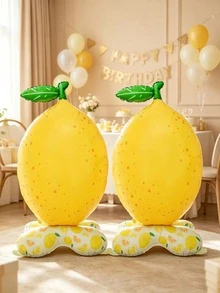 1pc Extra Large Standing Lemon Shaped Cartoon Foil Balloon, Suitable For Birthday Fruit Party Decoration - View 1