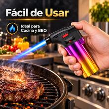 Encendedor Soplete Recargable de Butano con Llama Azul Potente, Bloqueo de Llama y Ajuste de Intensidad, Ideal para BBQ, Velas, Cocina y Camping - Ver 10