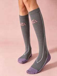 1/5 Pairs Women Compression Knee High Leisure Athletic Sock, Slim Leg High Tube Long Calf Sports Socks For Running, Cycling, Hiking And Jump Rope - Multicolor - View 5