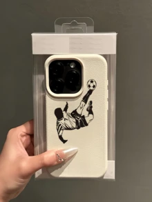 1件白色倒金鉤足球個性化極簡全包覆TPU防震手機殼，適用於Apple 18 17 16 15 14 13 12 11 Pro Max Air保護殼，兼容三星系列 - 彩色 - 查看 4