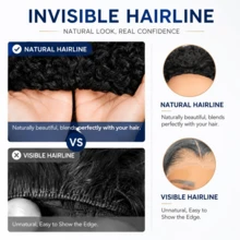 Burmese Curly Half Wig Human Hair With Spiral Curls Wear And Go Glueless Curly Wig 3-In-1 Seamless Flip-Over Drawstring Wig 200% Density No Headband Wig For Women Beginner Friendly Half Wig Human Hair Half Wigs Gift Headband Wig V Part Wig - Natural Black - View 8