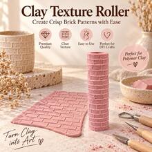 Cracked Brick Wall Texture Clay Roller, 3D Printed PLA Ceramic Texture Roller, Ceramic Embossing Tool, Suitable For Polymer Clay, Soft Clay, Air Dry Clay, Pottery, DIY Crafts, Sculpture, Hand-Molding, Masonry Pattern Printing Roller, Studio Ceramic Making Supplies - Cracked Brick Wall Pink - View 4