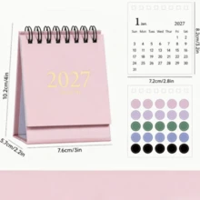 2027 Mini Desktop Calendar, Ins Minimalist Macaron Color Spiral Flip Calendar, Student Desk Office Desktop Decor Ornament, Portable Memo Planner, Highly Attractive Creative Stationery Gift, Christmas New Year Essential - 2027 - View 8