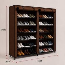 Zapatera Doble Organizador Cubierta de Tela Impermeable, Estante con Estructura de Acero de 6 Niveles, Zapatero Ahorrador de Espacio, Multifuncional de Fácil Armado - Marrón - Ver 4