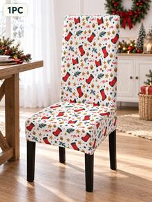 1/6pcs Christmas Chair Covers, Multicolor Assorted Christmas Socks, Reindeer, Snowman And Bell Prints, Suitable For Dining Room, Kitchen And Holiday Party Decoration - D - View 14
