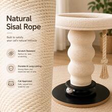 Modern Cat Tree Tower With Plush Bed, Natural Sisal Scratching Post, Cooling Mat, Hanging Rope & Rolling Ball For Indoor Cats - Beige - View 4