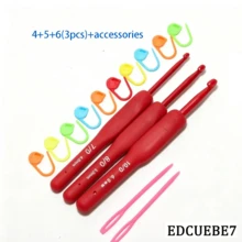 EDCUEBE7 1/3/5/9PCS Set Kait Rajut Pegangan Lembut, Set Kait Rajut Ergonomis 2-6mm, Kait Rajut Aluminium Sentuhan Lembut Merah, Cocok Untuk Pemula/Profesional, Perlengkapan Merajut dan Merenda yang Indah (Warna Aksesori Acak) - Jarum rajut berwarna merah terang - View 13