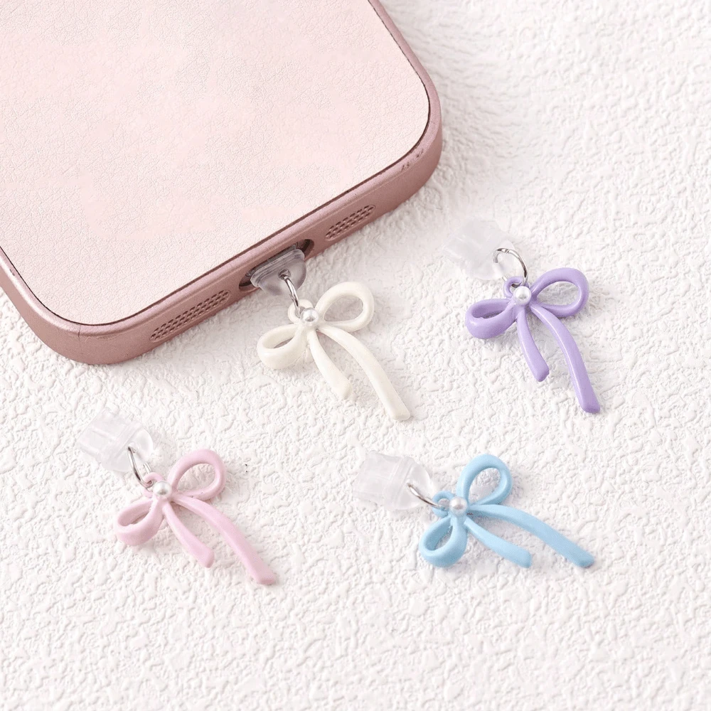 Bow Knot Dust Plug, Rubber Stopper For Charging Port & Data Port, Compatible With Apple & Type-C Phones - Multicolor - View 1