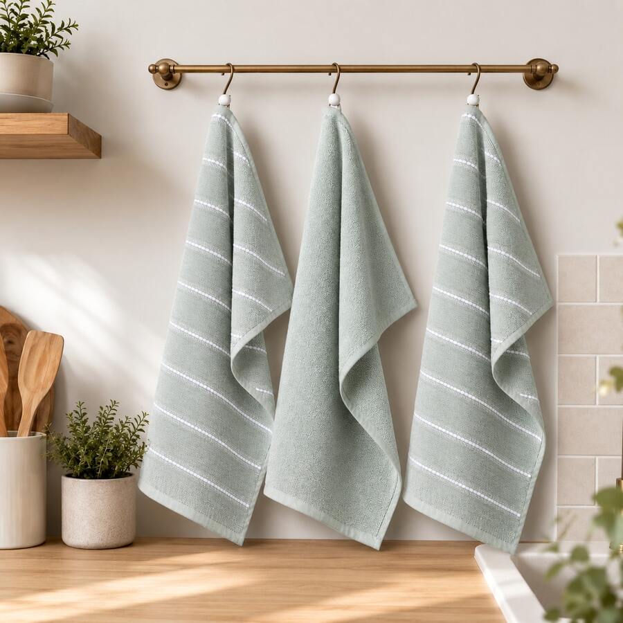 %100 Cotton Kitchen Towels – Soft & Absorbent & Dish Towels 2/3pcs - Mint Blue - View 1