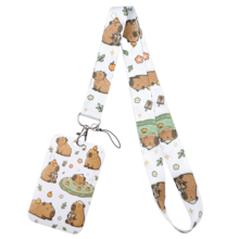 1 Piece Cute Capybara Drinking Bubble Tea Lanyard & Card Holder Set, Cute Animal Badge Reel For School Office ID Card, Lovely Gift For Capybara Lovers - Multicolor - View 13