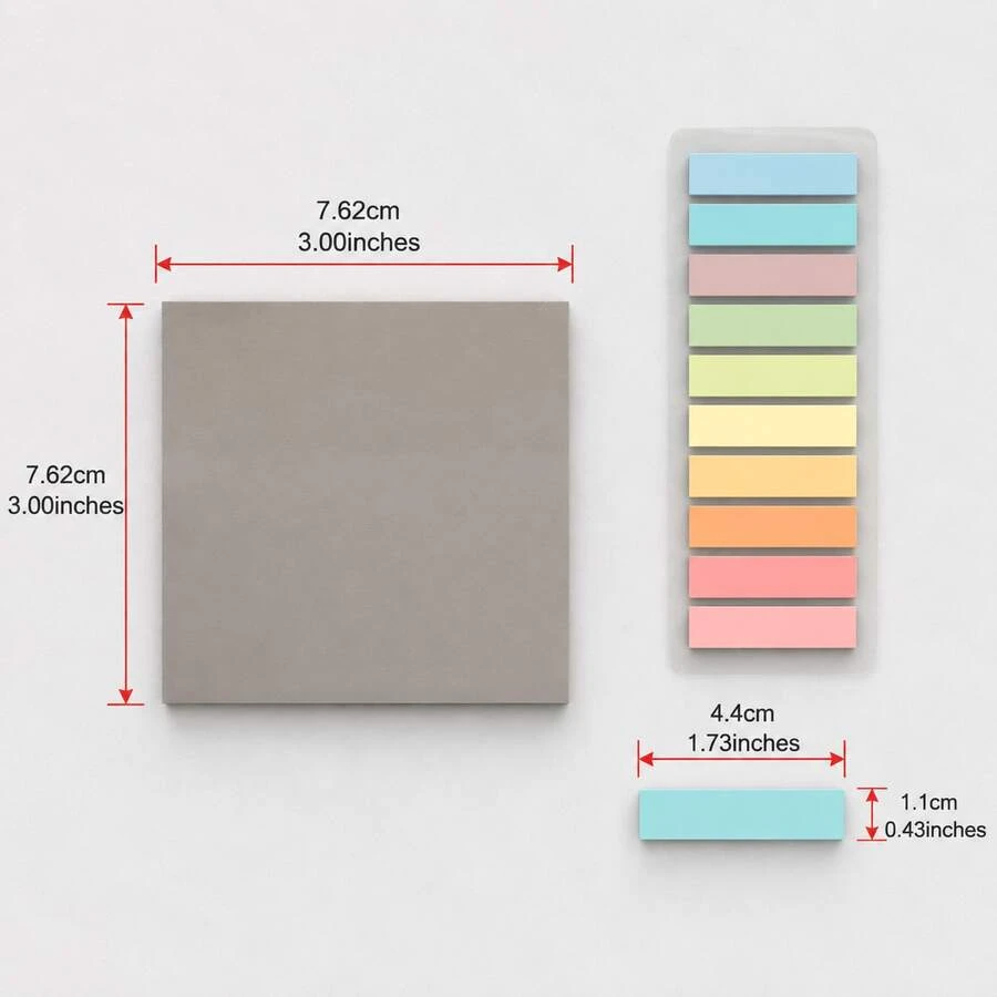 10-Color Square Sticky Notes & Index Tabs Set, Colorful Self-Adhesive Memo Paper, Suitable For Study, Reading, Office, Planning Lists, Book Marking, Fridge Notes And Daily Reminders, Minimalist Stationery Supplies, Suitable For Home, School And Office Use - one-size - View 1