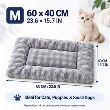 Grey Flannel Pet Sleeping Mat, Padded Edges, Rectangular Cat & Dog Resting Pad, 3 Sizes Available - Grey - View 12