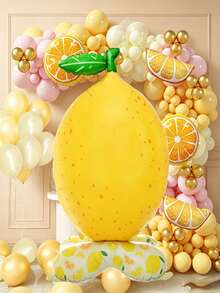 1pc Extra Large Standing Lemon Shaped Cartoon Foil Balloon, Suitable For Birthday Fruit Party Decoration - View 4