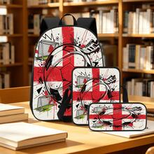 Graffiti Style Football 2D Print 3 Pieces Backpack Set Large Capacity Backpack With Crossbody Bag & Pencil Case Combination Side Elastic Mesh Pocket Water Bottle Holder Wide Breathable Adjustable Shoulder Strap Sports Fan Daily Commute Travel Leisure Storage Bag - Printed Bag - View 7