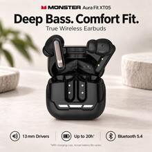Monster Aura Fit XT05 TWS Bluetooth 5.4 Earbuds, AI Translation Wireless Gaming Earphones With RGB Lights, 13mm Driver Deep Bass Semi-In-Ear Sports Earbuds, App Control Clear Call Microphone Earphones, Compatible With IPhone Android - View 2