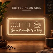 1 miếng biển đèn neon LED cà phê kèm cáp nguồn USB, bảng lưng PS trong suốt và dải đèn silicone, màu trắng ấm, trích dẫn cà phê hài hước với hình tách cà phê bốc khói và viền hình chữ nhật, cho nhà bếp, quầy cà phê tại gia, quán cà phê, văn phòng và quà tặng cho người yêu cà phê - ánh sáng đa sắc - Xem 6