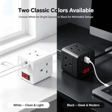 UK Plug Multi-Outlet Power Strip With USB-A/USB-C Ports, 2m Extension Cord, Overload Protection Switch, Compact Power Cube For Home/Office/Bedroom - UK Plug(220-240V) - View 6