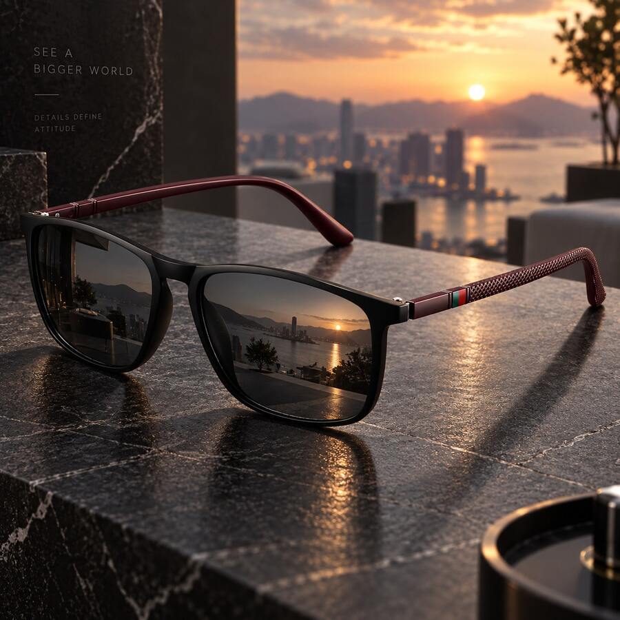 1 Pair Blue Square Frame Men's Fashion Glasses | Hot-Selling Matte Style Casual Eyewear - Multicolor - View 1