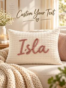 Customized Name Plush Pillowcase, Personalized Ribbed Cushion, Cute Children's Room Decor, Pajama Party Gift, Birthday Gift, Cozy Home Decor (Pillow Insert Not Included) - Multicolor - View 4