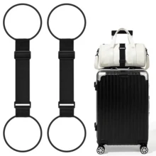 2/4PCS Adjustable Elastic Luggage Strap With Hook Loop For Securing Luggage Suitcase Bag Organizer Hold-Down Straps Travel Accessory - Black - View 1