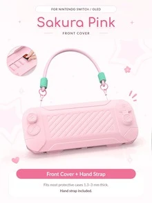 Lezhan, 2pcs/Set 1 Pink Face Cover Switch 2 Game Console Protective Case + 1 Lanyard/Wrist Strap, Suitable Compatible With Switch NS/OLED Game Console Protective Cover, Anti-Slip, Anti-Sweat, Anti-Dust, Anti-Scratch, Enhance Gaming Experience, Valentine's Day/Spring Romantic Gift - View 7