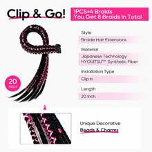 20 Inch Clip In Braided Ponytail Hair Extension For Women, Synthetic Natural Looking Ponytail Braid Hair Piece For Daily Wear Party - Natural Black - View 2