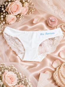 Personalized Underwear, Customized Sexy Bridal Lingerie Party Gift, Personalized White Lace Bridal Thong, Suitable For Valentine's Day, Wedding Lingerie Party - Multicolor - View 4