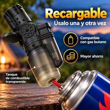 Encendedor Soplete Mini de Butano, Llama Azul Potente, Recargable y Ajustable, Ideal para BBQ, Cocina y Velas - Ver 4