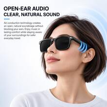 Kính thông minh đổi màu theo ánh sáng, kính thời trang cảm biến ánh sáng tự động, gọng đen nhẹ, tích hợp trợ lý giọng nói AI, dung lượng pin 150mAh, chức năng gọi Bluetooth và phát nhạc, rảnh tay, phù hợp du lịch, thể thao, sử dụng ngoài trời, phong cách unisex - Xem 5
