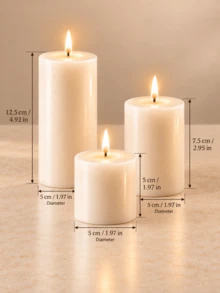 Set Lilin Pilar Putih Gading, Berbagai Ukuran, Set Kombinasi, Lilin Silinder Diameter 5cm, Lilin Tanpa Aroma, Tanpa Asap Hitam, Dekorasi Pernikahan, Dekorasi Meja Rumah - Lilin dekoratif kolom - View 14