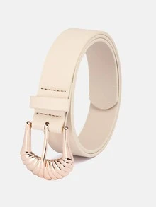 1pc/3pcs Solid Color Casual PU(Polyurethane) Women's Belt Suitable For Daily Use With Vintage Carved Buckle - A - View 12