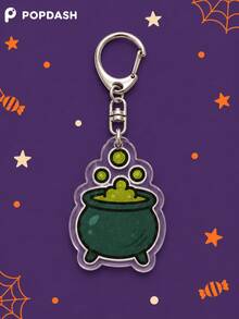1/6Pcs Halloween Pumpkin Bat Ghost Acrylic Keychain Set, Spider Candy Bag Pendant, Backpack Key Ring Decoration, Party Gift - Multicolor - View 9